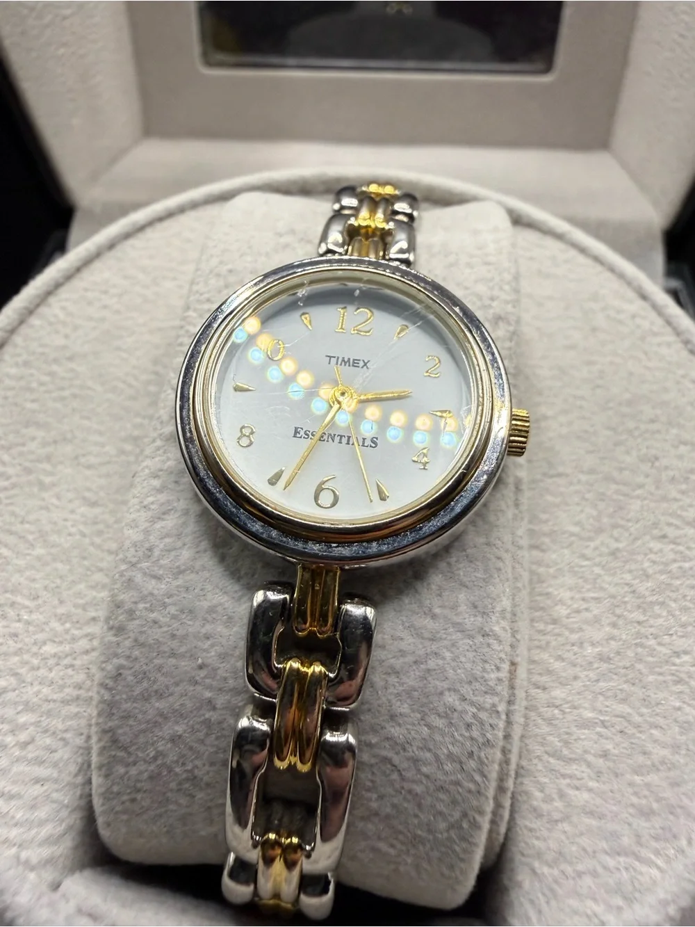 Timex Essentials Ladies Two Tone Watch - White Dial - 23.3mm - Quartz